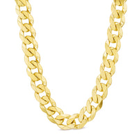 14K 9.5MM YELLOW GOLD SOLID CURB 28" CHAIN NECKLACE (AVAILABLE IN LENGTHS 7" - 30")
