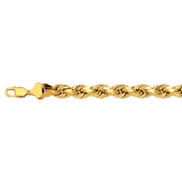 14K 7MM YELLOW GOLD DC HOLLOW ROPE 20" CHAIN NECKLACE (AVAILABLE IN LENGTHS 7" - 30")