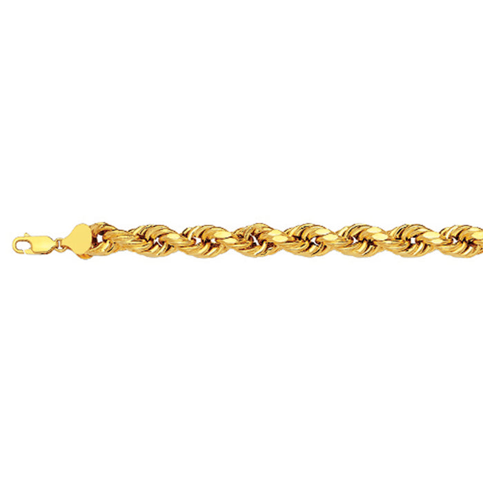 14K 6MM YELLOW GOLD DC HOLLOW ROPE 20" CHAIN NECKLACE (AVAILABLE IN LENGTHS 7" - 30")