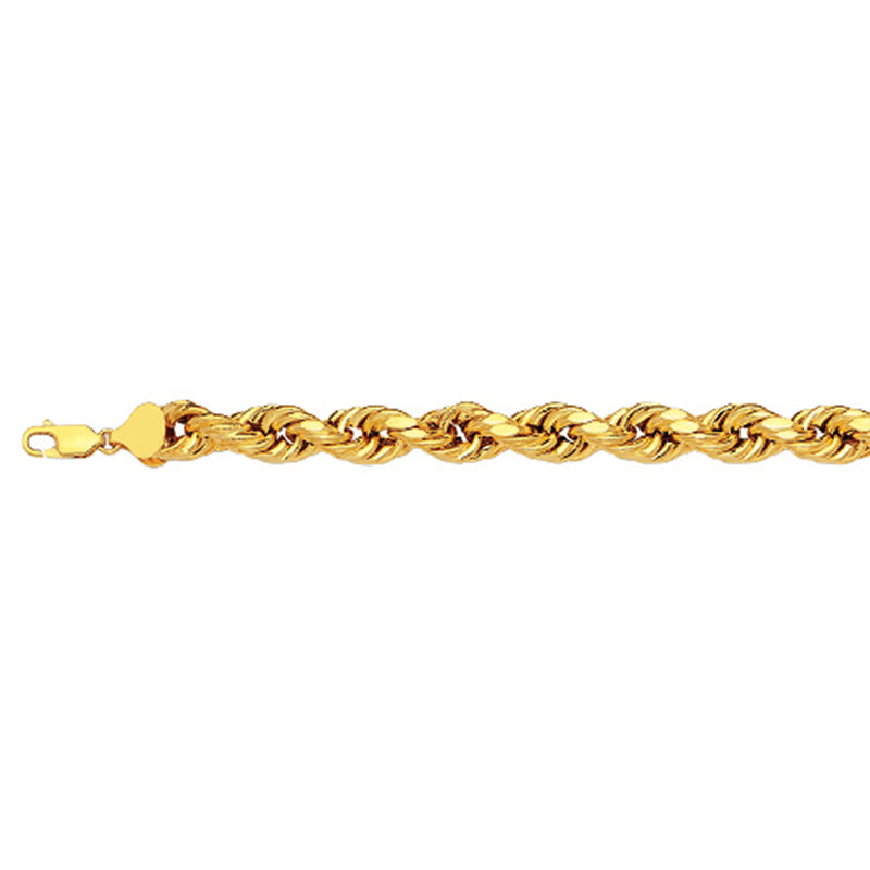 14K 6MM YELLOW GOLD DC HOLLOW ROPE 18" CHAIN NECKLACE (AVAILABLE IN LENGTHS 7" - 30")