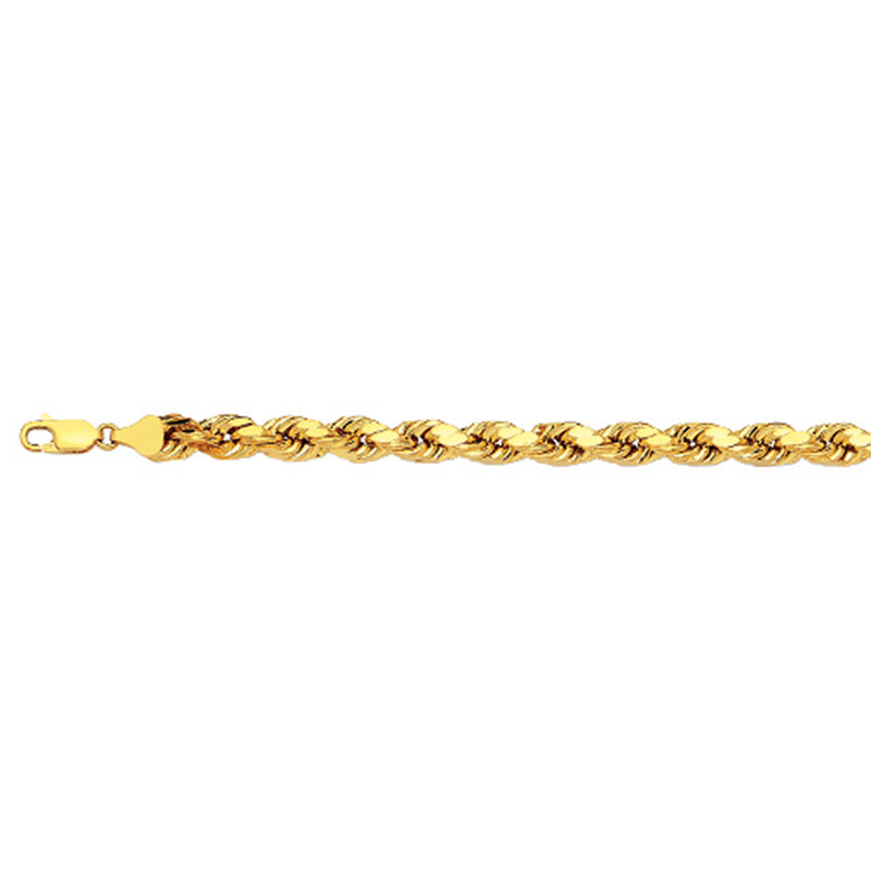 10K 5MM YELLOW GOLD DC HOLLOW ROPE 22" CHAIN NECKLACE (AVAILABLE IN LENGTHS 7" - 30")