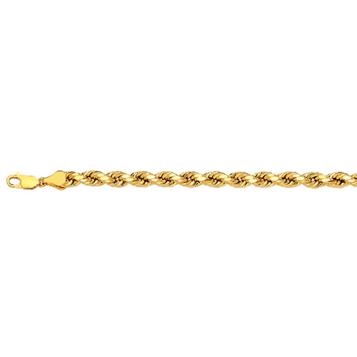 14K 3MM YELLOW GOLD DC HOLLOW ROPE 24" CHAIN NECKLACE (AVAILABLE IN LENGTHS 7" - 30")