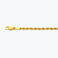 10K 2.5MM YELLOW GOLD DC HOLLOW ROPE 16" CHAIN NECKLACE (AVAILABLE IN LENGTHS 7" - 30")