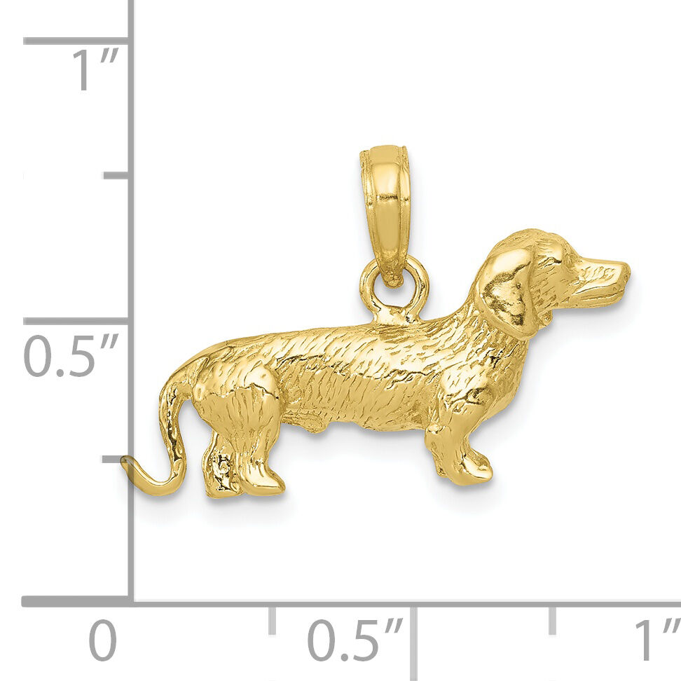 10k Solid Polished 3-Dimensional Wire Haired Dachshund Charm-10C2360