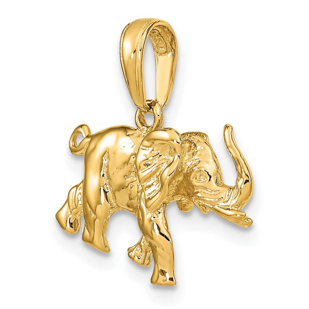 10K Satin 3-D Elephant Pendant-10C2365