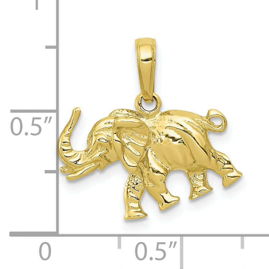 10K Satin 3-D Elephant Pendant-10C2365