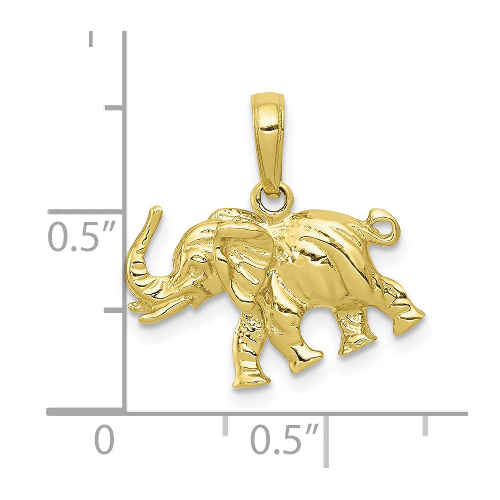 10K Satin 3-D Elephant Pendant-10C2365