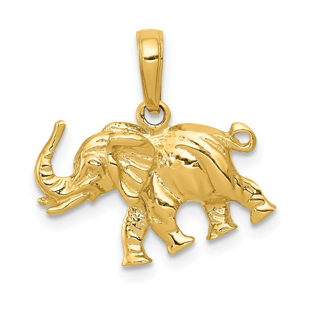 10K Satin 3-D Elephant Pendant-10C2365