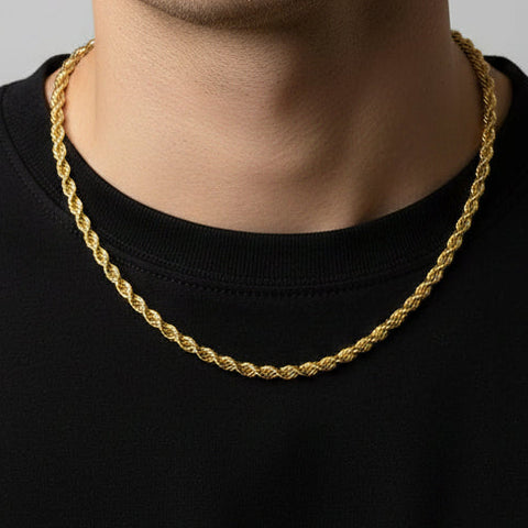 10Kt Diamond Cut Hollow Rope Chain