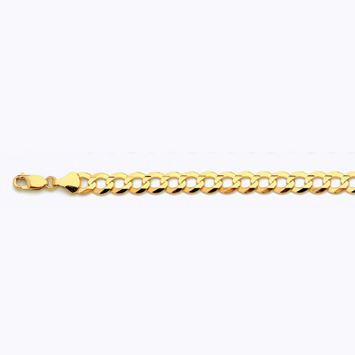 14K 8MM YELLOW GOLD SOLID CURB 7.5" CHAIN BRACELET (AVAILABLE IN LENGTHS 7" - 30")