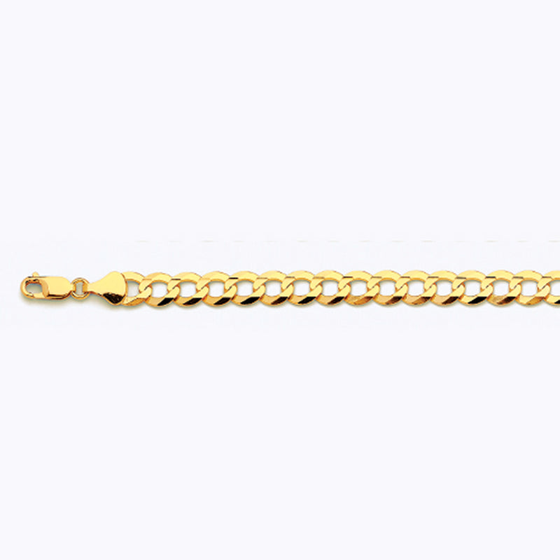 14K 8MM YELLOW GOLD SOLID CURB 8.5" CHAIN BRACELET (AVAILABLE IN LENGTHS 7" - 30")