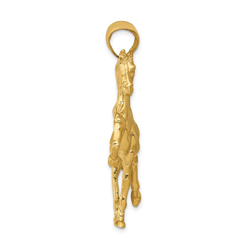 10k Solid Polished Open-Backed Horse Pendant-10C2410