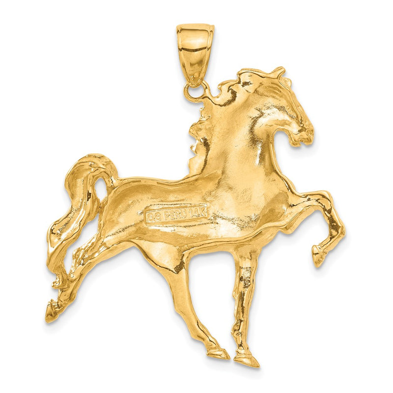 10k Solid Polished Open-Backed Horse Pendant-10C2410