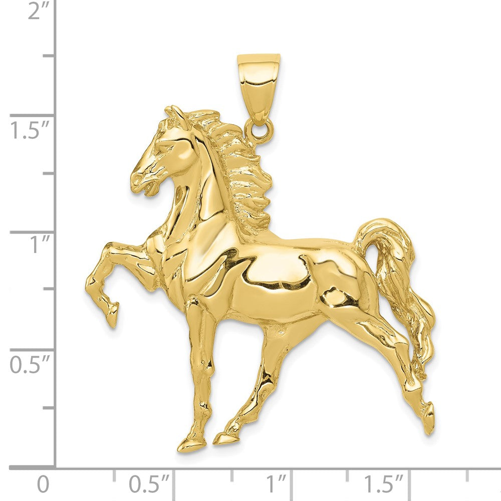 10k Solid Polished Open-Backed Horse Pendant-10C2410