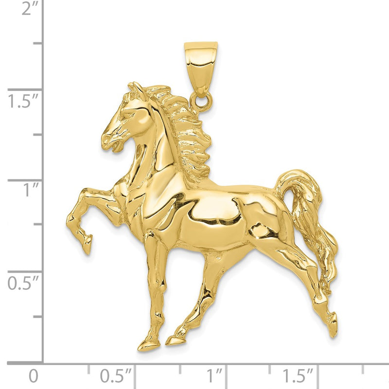 10k Solid Polished Open-Backed Horse Pendant-10C2410