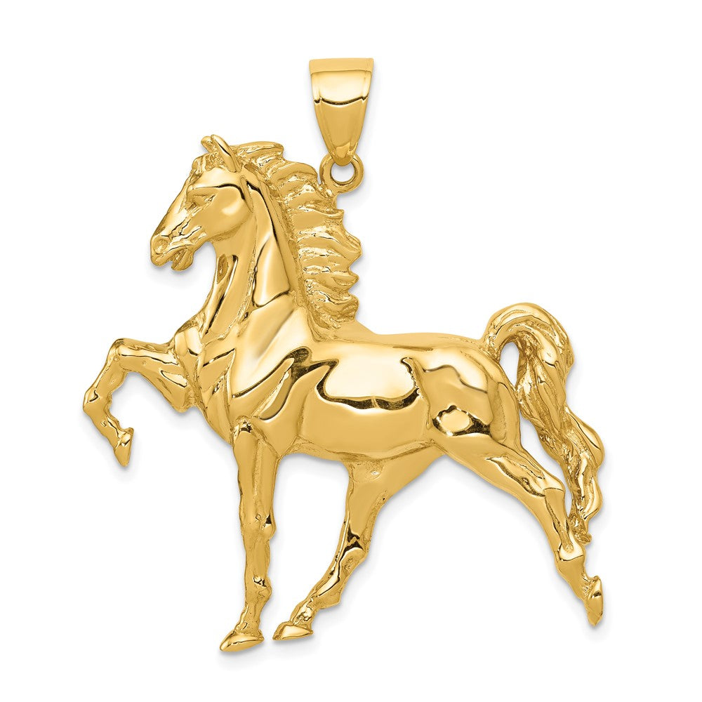 10k Solid Polished Open-Backed Horse Pendant-10C2410