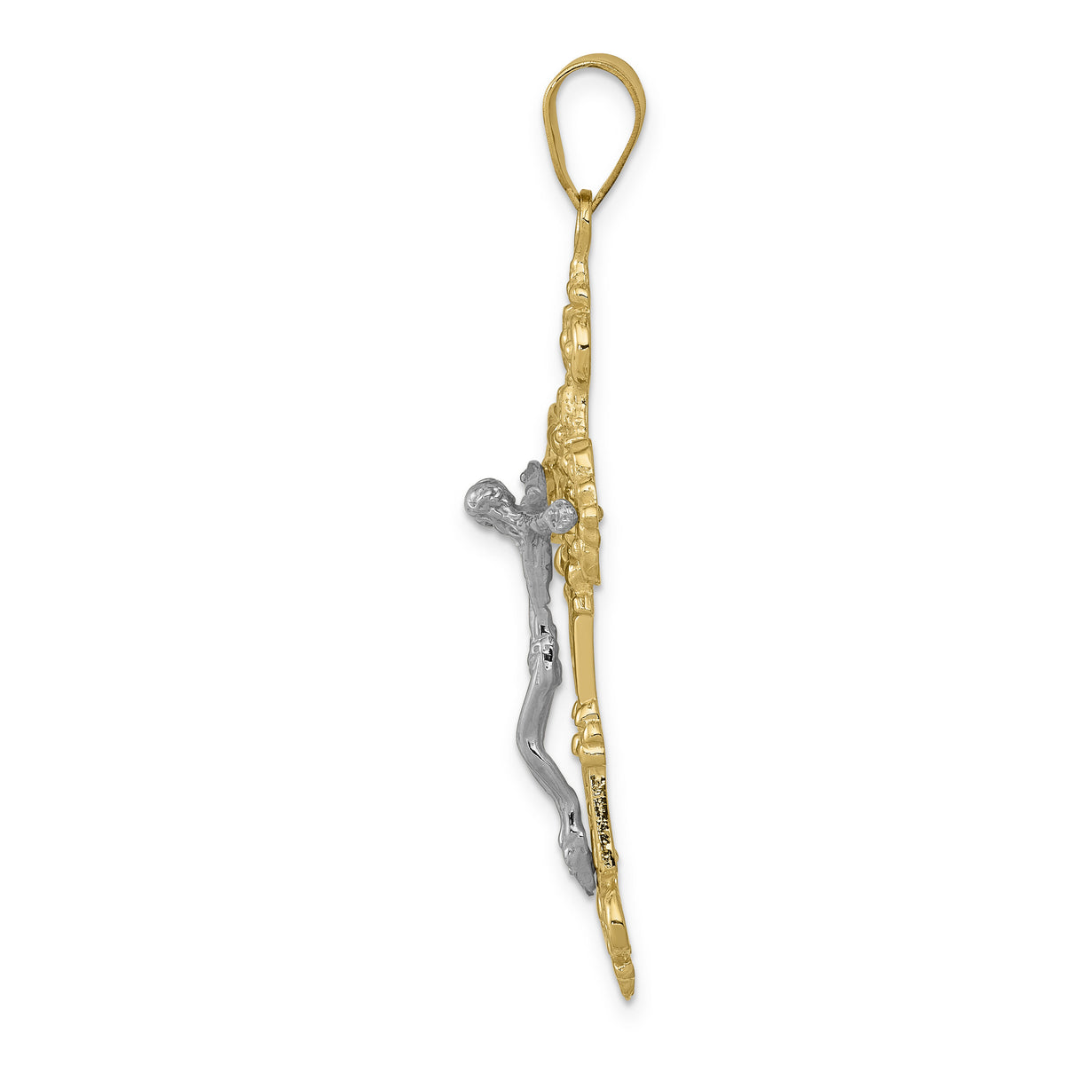 10k Two-tone INRI Fleur De Lis Crucifix Pendant-10C242
