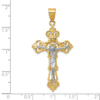 10k Two-tone INRI Fleur De Lis Crucifix Pendant-10C242