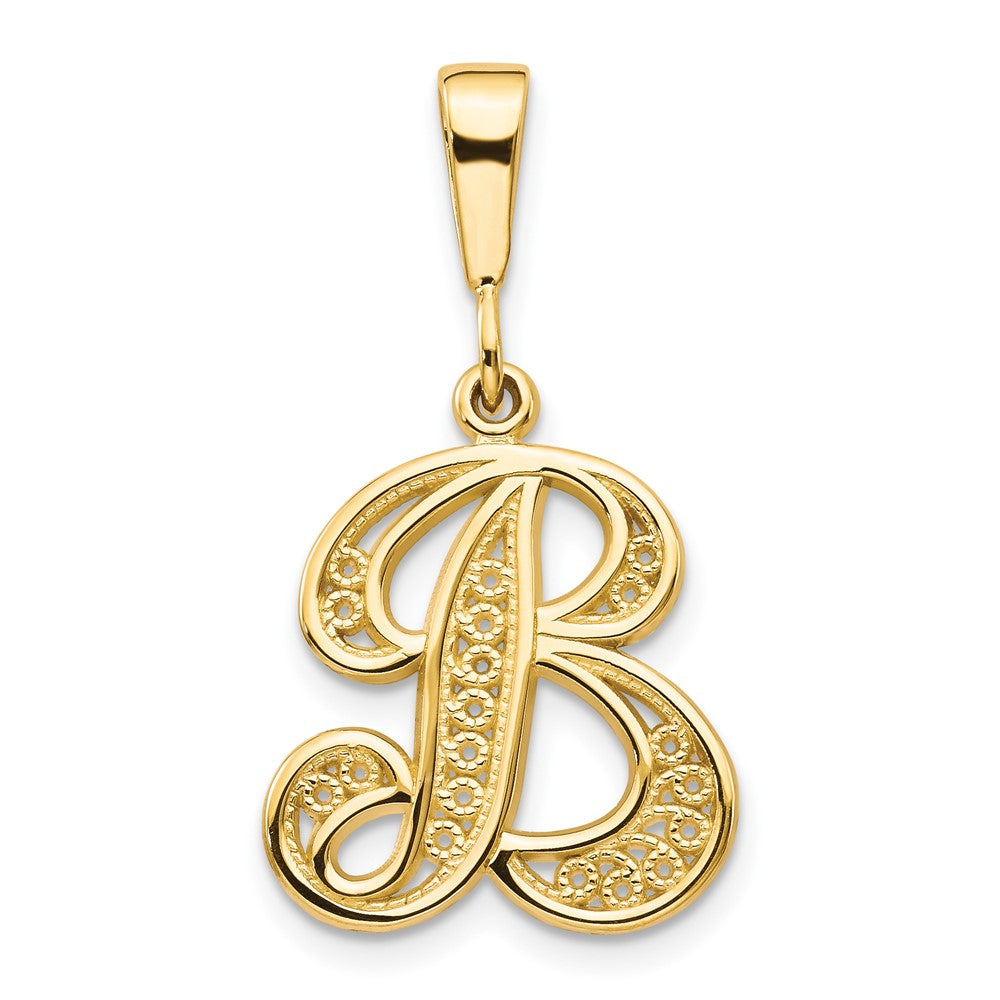 10k Filigree Initial B Pendant-10C242/B