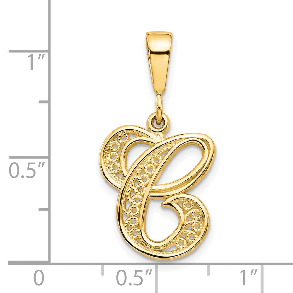 10k Filigree Initial C Pendant-10C242/C