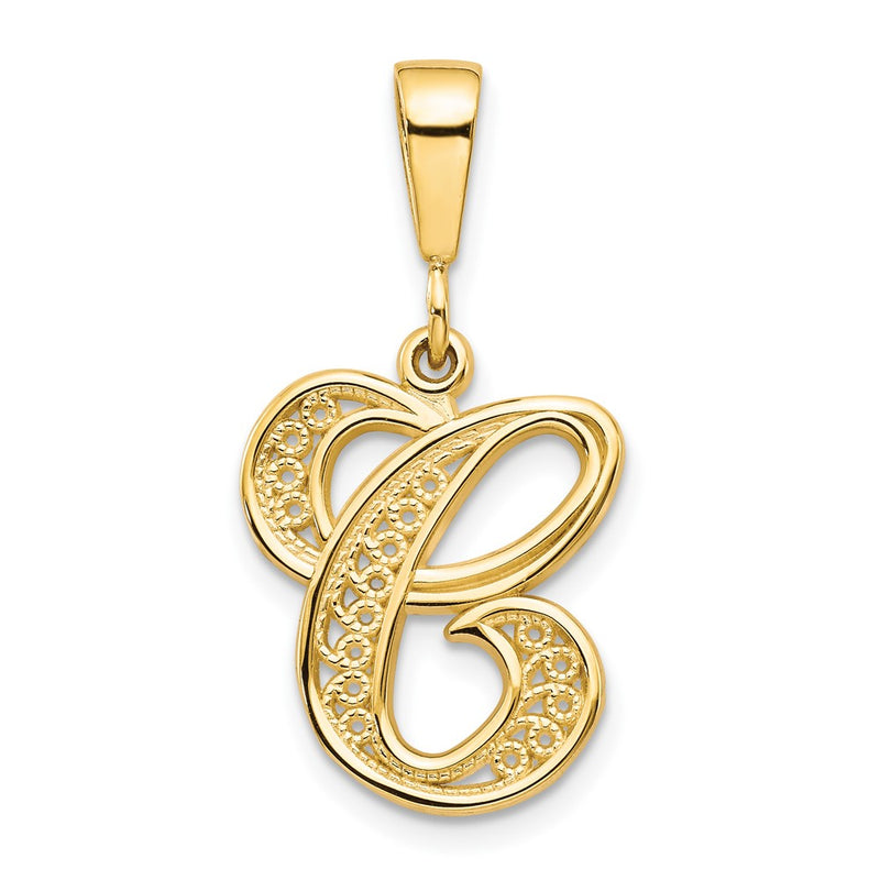 10k Filigree Initial C Pendant-10C242/C