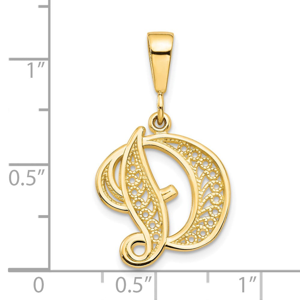 10k Filigree Initial D Pendant-10C242/D