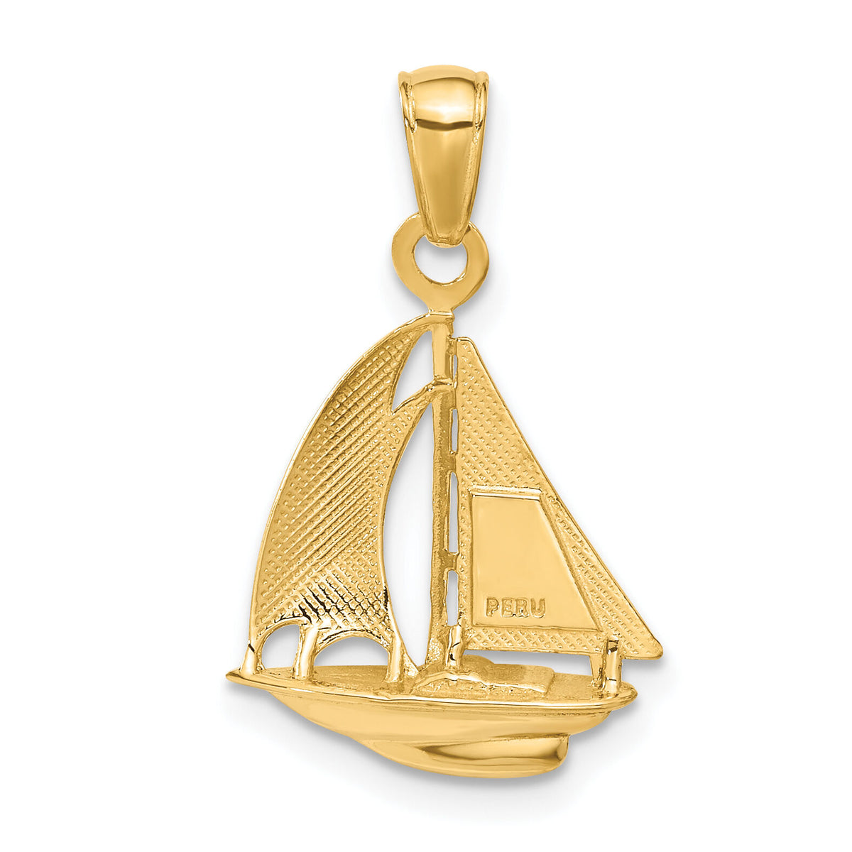 10k Polished Open-Backed Sailboat Pendant-10C2469
