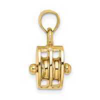 10K Polished 3-D Moveable Pulley Charm-10C2479
