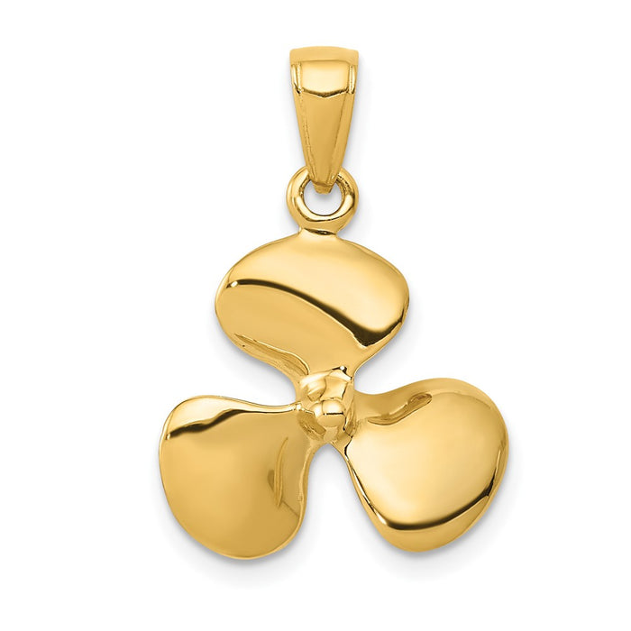 10K Polished 3-D Propeller Pendant-10C2480