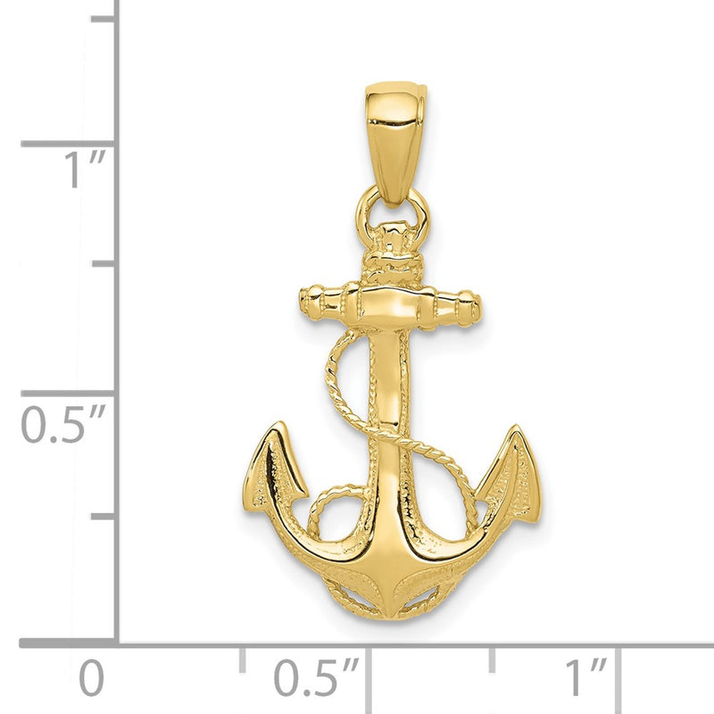 10K Solid Polished Anchor Pendant-10C2486