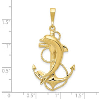 10k Solid Polished Anchor with Dolphin Pendant-10C2489