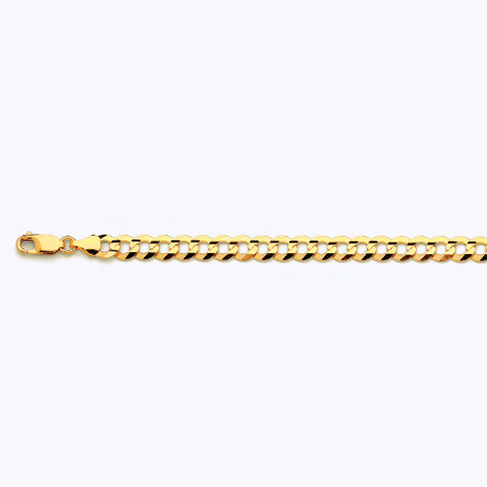 14K 7MM YELLOW GOLD SOLID CURB 20" CHAIN NECKLACE (AVAILABLE IN LENGTHS 7" - 30")