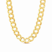 14K 7MM YELLOW GOLD SOLID CURB 20" CHAIN NECKLACE (AVAILABLE IN LENGTHS 7" - 30")