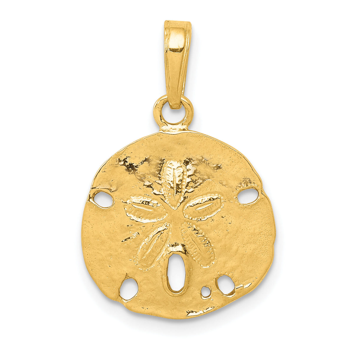 10K Polished Sand Dollar Pendant-10C2542