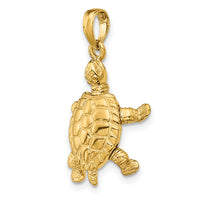 10K Solid Polished 3-D Moveable Turtle Pendant-10C2544