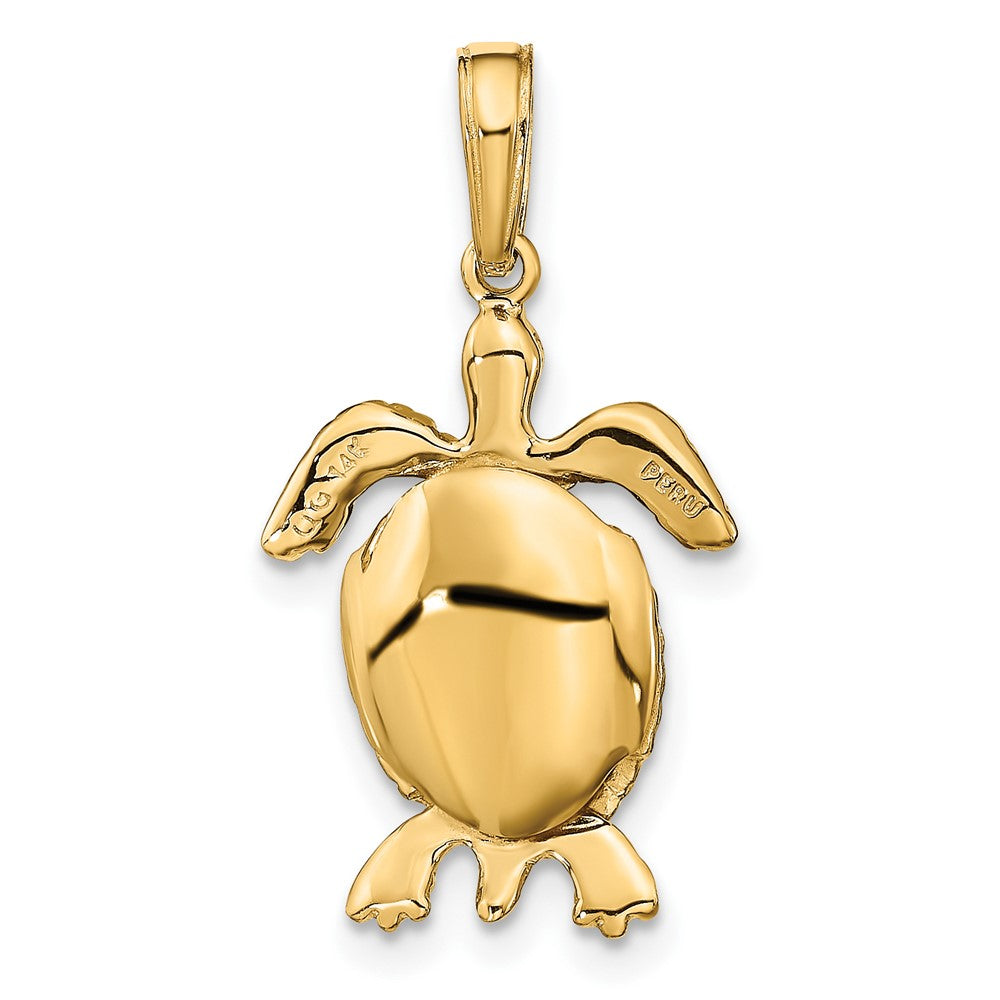 10k 3-D Moveable Turtle Pendant-10C2545