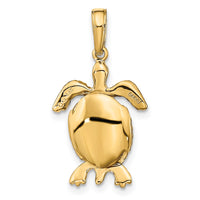 10k 3-D Moveable Turtle Pendant-10C2545