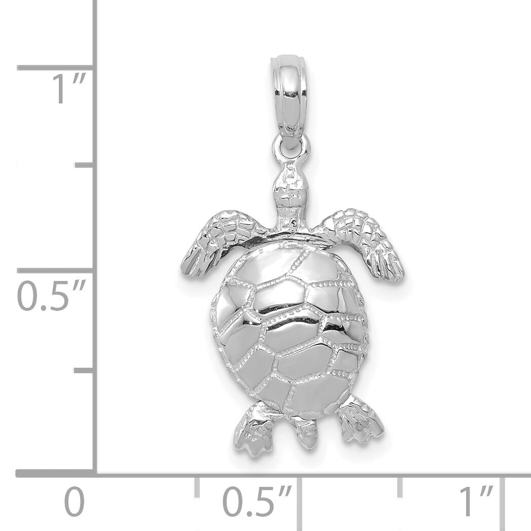 10k White Gold 3-D Moveable Turtle Pendant-10C2545W