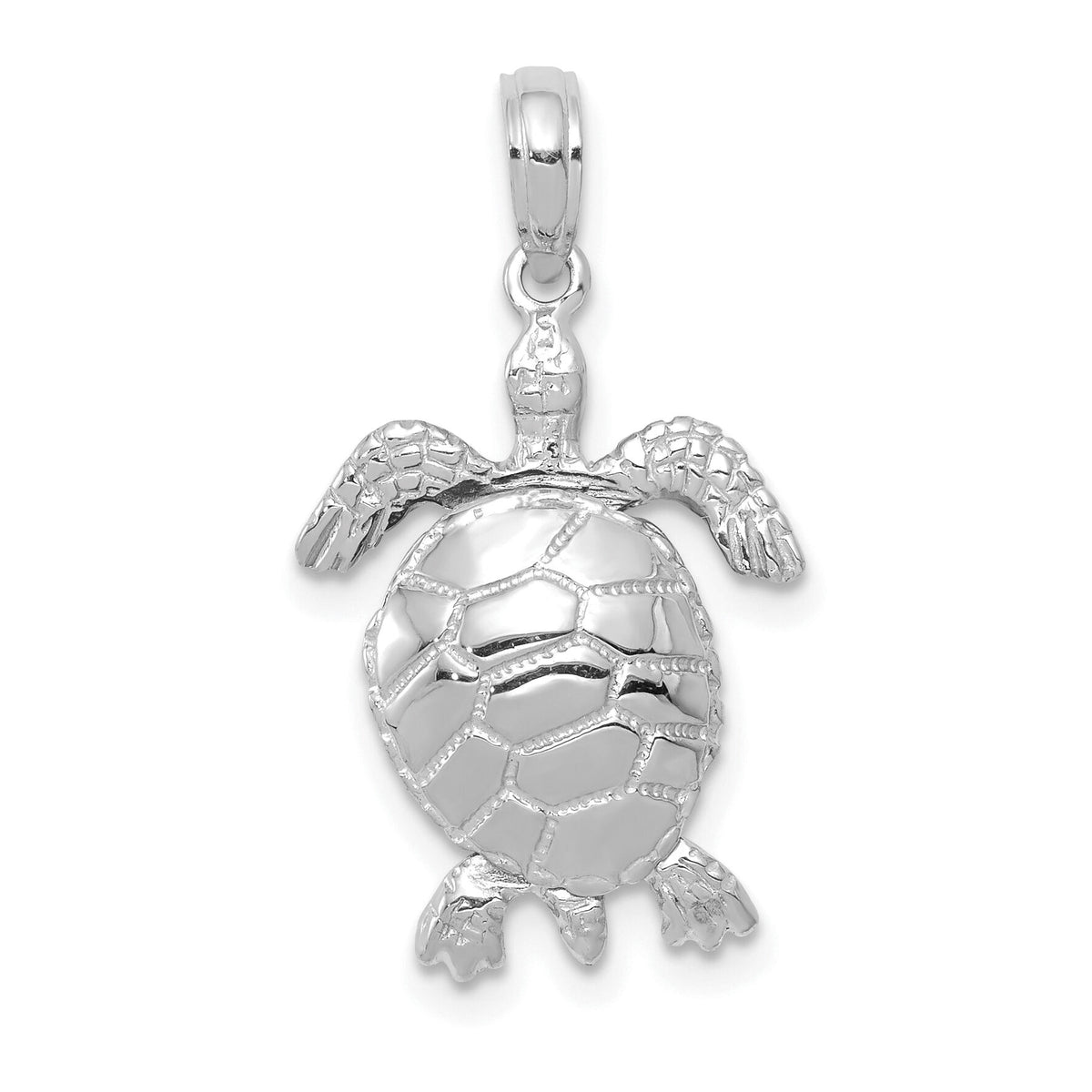 10k White Gold 3-D Moveable Turtle Pendant-10C2545W