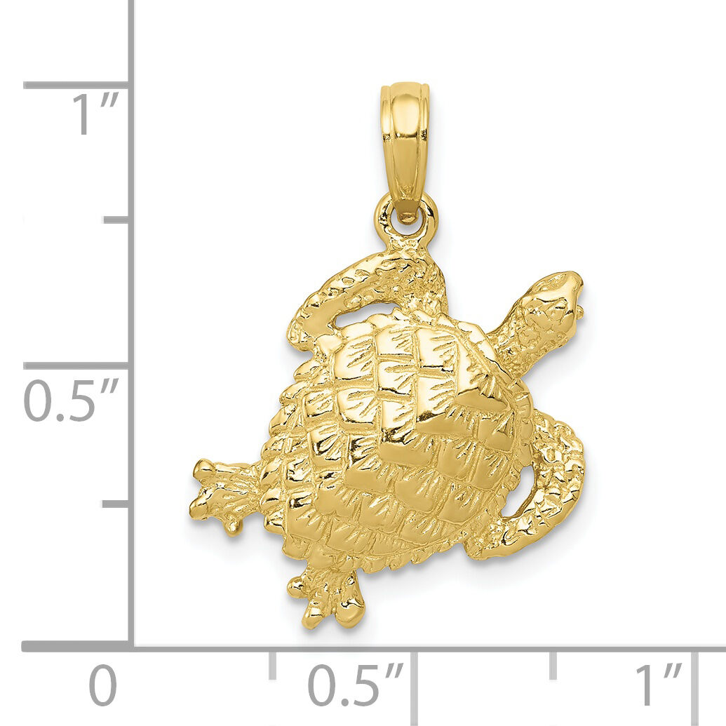 10K Solid Polished Open-Backed Turtle Pendant-10C2546