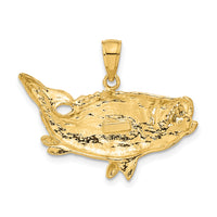 10K Polished Open-Backed Bass Fish Pendant-10C2574