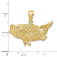 10K Polished Open-Backed Bass Fish Pendant-10C2574