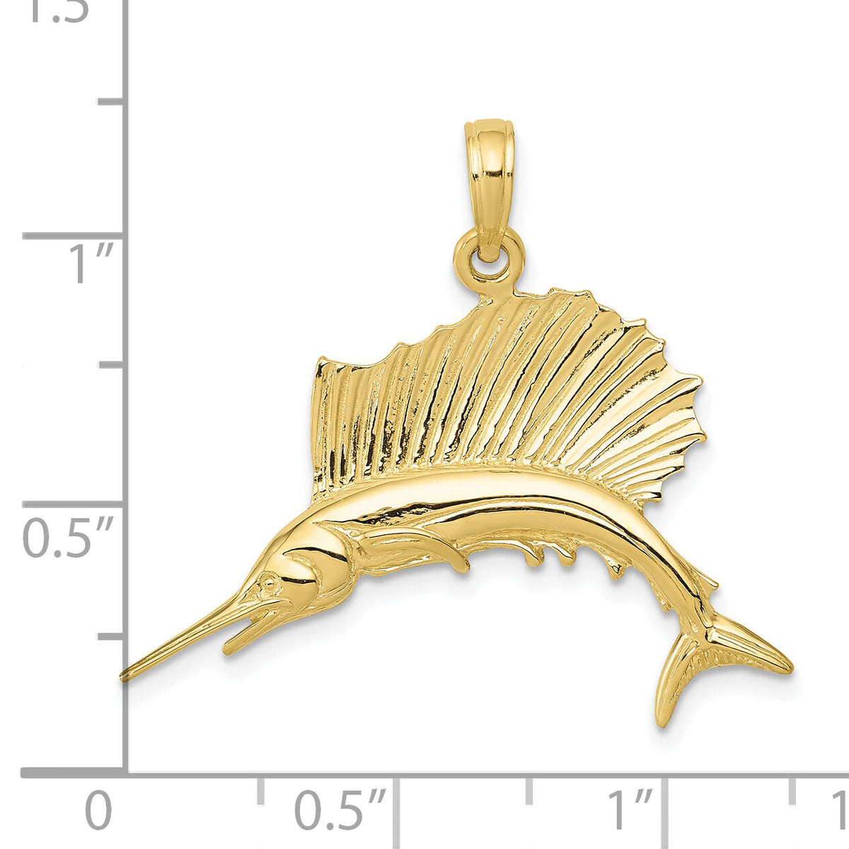 10k Polished Sailfish Pendant-10C2581