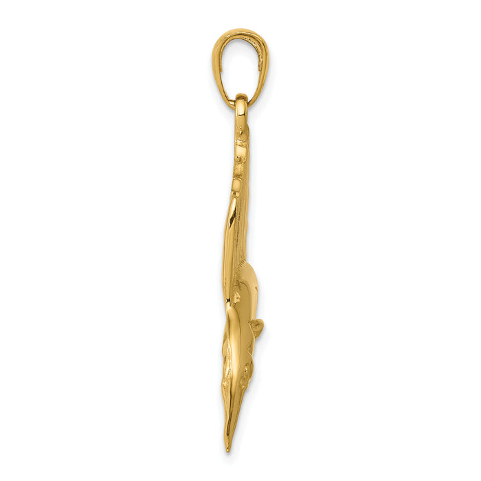 10k Polished Sailfish Pendant-10C2582