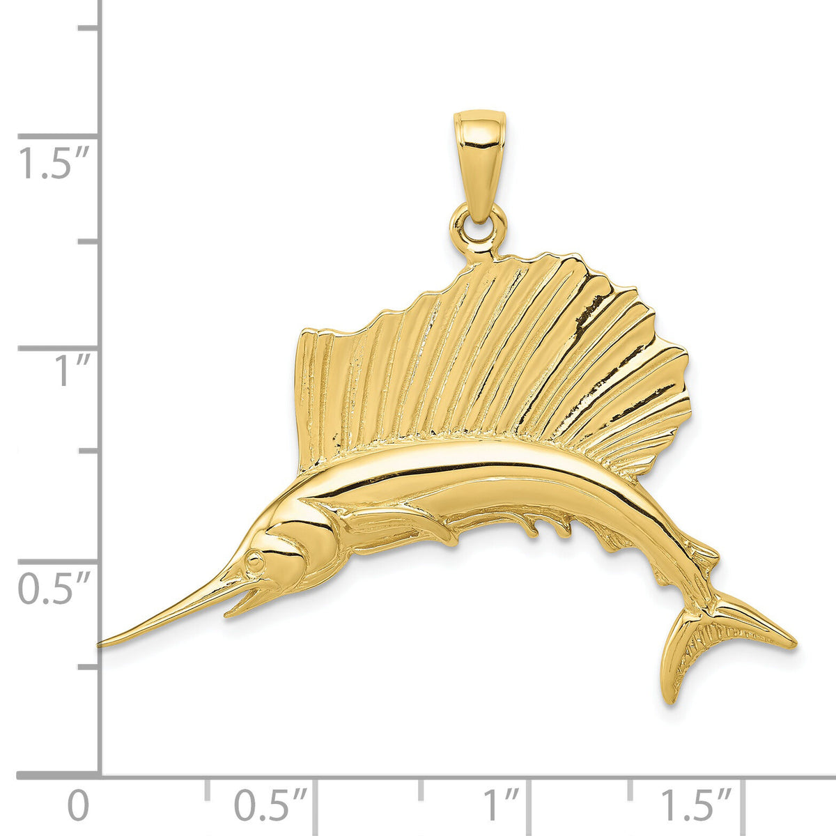 10k Polished Sailfish Pendant-10C2582