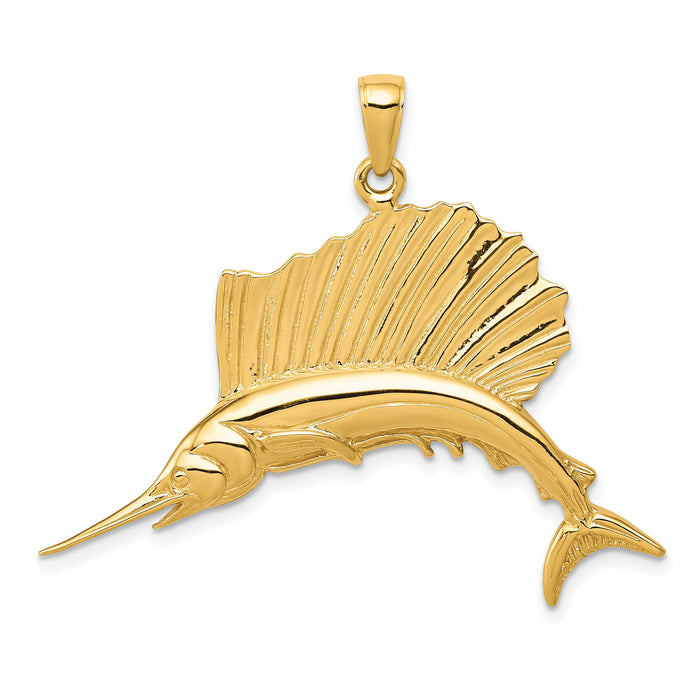 10k Polished Sailfish Pendant-10C2582
