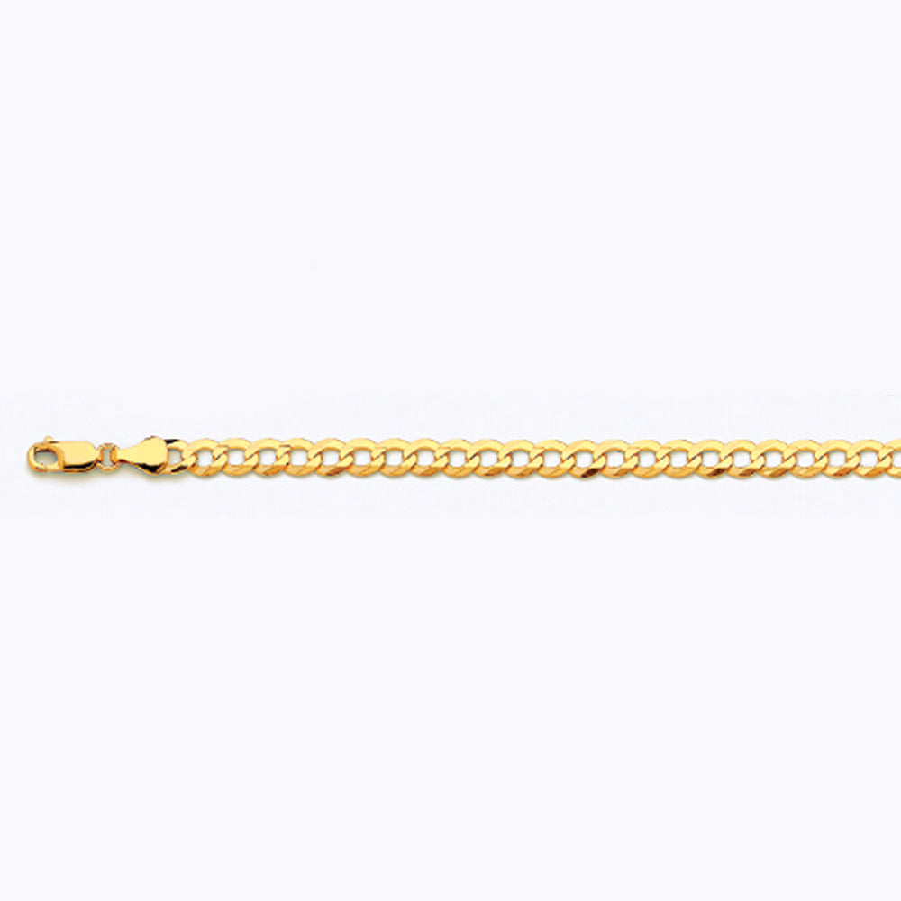 14K 5.5MM YELLOW GOLD SOLID CURB 8.5" CHAIN BRACELET (AVAILABLE IN LENGTHS 7" - 30")