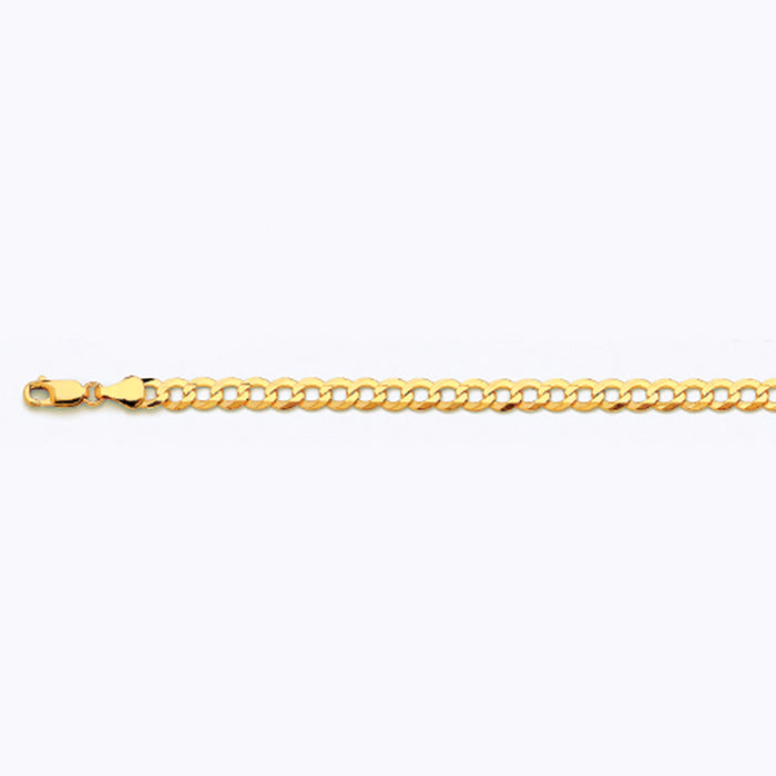 14K 5.5MM YELLOW GOLD SOLID CURB 8.5" CHAIN BRACELET (AVAILABLE IN LENGTHS 7" - 30")