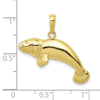 10K Solid Polished Manatee Pendant-10C2603