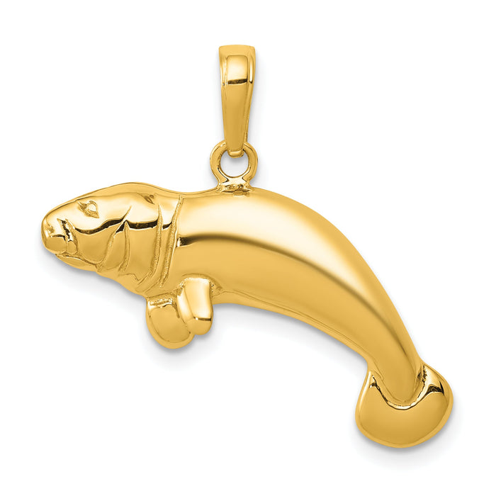 10K Solid Polished Manatee Pendant-10C2603